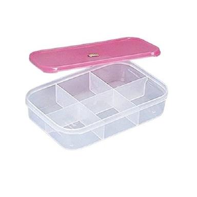 Waterproof Pink With White Rectangle Shape Plastic Jewelry Box
