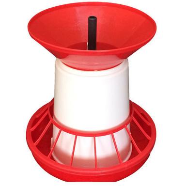 Plastic Red And White Grower Feeder With Funnel & Grill Use For Feeding/Drinking