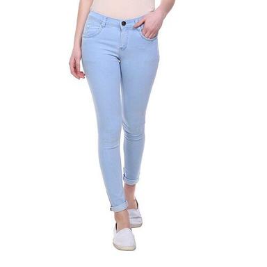 Blue-Multicolor Women Plain Dyed Regular Fit Casual Wear Denim Fabric Skinny Fit Jeans