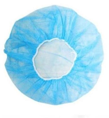 Blue 12 Inches Round Plain Non Woven Disposable Bouffant Cap For Unisex