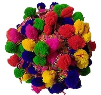 Multicolor Easily Washable Cotton Embroidered Designer Fancy Pom Pom Lace