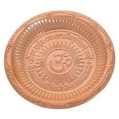 Brown 8 Inches Round Corrosion Resistance And Durable Copper Pooja Thali 