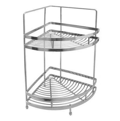43X23X23 Centimeter Durable And Rustproof Stainless Steel Kitchen Corner Shelf No Assembly Required