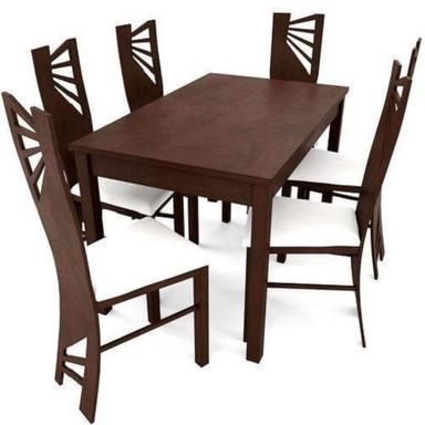 Machine Made Modern Polished Finish Solid Oak Wooden Dining Table Set With 6 Chairs