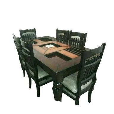 Automatic 6 Seater Brown Wooden Dining Table For Home Use