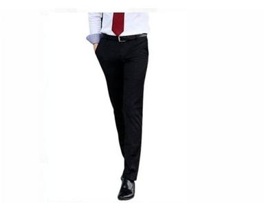 Black Mens Plain Cotton Straight Fit Formal Pants For Corporate Office
