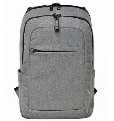 Grey Multi Compartment Zipper Closure Plain Canvas Laptop Bag For Office Use