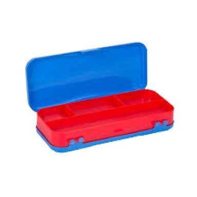  प्लास्टिक सामग्री लाल नीले ज्यामिति बॉक्स के साथ आयाम 11 X 6 X 2 सेमी आनुपातिक 