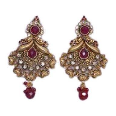 Charms Crystal Stone Size 3 Inch Pear Shape Antique Earring For Womens