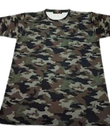 Cotton Men Printed O Neck Short Sleeve Black Army T Shirts