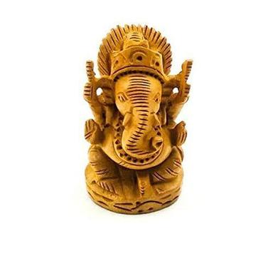 Durable Lightweight Solid Wooden Hinduism Theme Religious Lord Ganesha Statue 