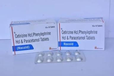 White 10*10 Cetirizine Hcl, Phenylephrine Hcl And Paracetamol Tablet For Relieving Pain