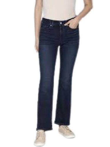 Cool Pass Ladies Dark Blue Plain Denim Boot Cut Jeans