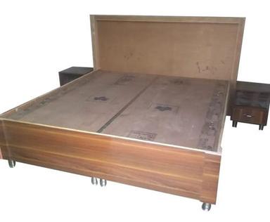 Machine Made Brown Designer Wooden Double Bed