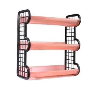 Pink And Black Three Compartment Unbreakable Rectangular Pvc Plastic Kitchen Rack