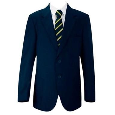 Navy Blue Full Sleeves Cotton Formal Wear College Blazer For Boys