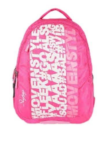 White With Pink Recyclable Leather Attractive Printed Leather Shoulder Length Handle School Bag