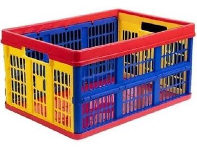 Multicolor Long Lasting Rectangular Perforated Single Faced Plastic Crates