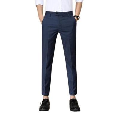 Dark Blue Men Plain Pattern Regular Fit Style Cotton Formal Wear Pant 