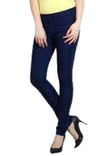 Washable Ladies Formal Wear Slim Fit Blue Plain Denim Jean
