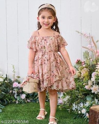Casual Wear Regular Fit Short Sleeves Printed Designer Frock For Baby Age Group: 3-10 Years