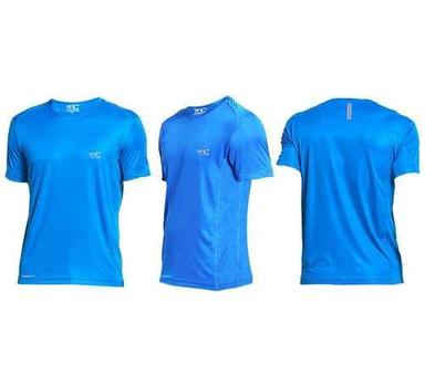Sports Wear Regular Fit Short Sleeves Round Neck Plain Polyester T-Shirt For Men Cold & Dry