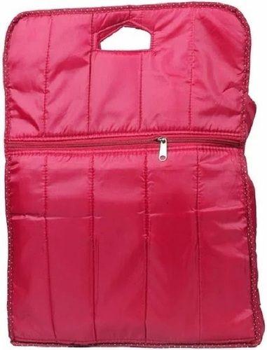 Pink Plain Pattern Zipper Closure Ladies Bag With Outer Zipper Pocket