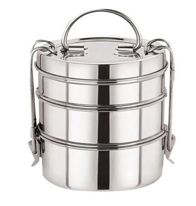 700 ML Capacity 3 Layer Stainless Steel Lunch Box With Handle And Lock