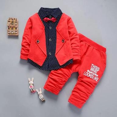 Briefs Party Wear Red Wedding Full Sleeve Cotton Baba Suit For Boy