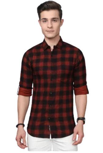 Regular Fit Casual Wear Full Sleeves Checked Cotton Shirt For Mens Chest Size: 38-40 Inch