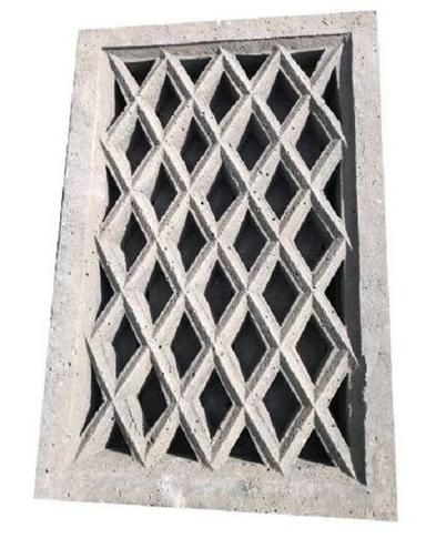 White 5X3.5 Feet Rectangular Powder Coated Concrete Stone Jali
