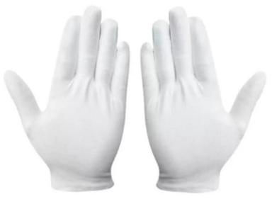 White Plain And Washable Full Fingered Silk Hand Gloves