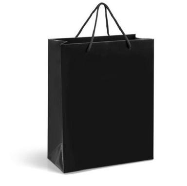Black Recyclable Rope Handle Plain Kraft Paper Carry Bag For Shopping
