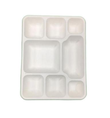 Rectangular Plain Sugarcane Bagasse Eight Compartment Disposable Meal Tray Application: Events And Parties
