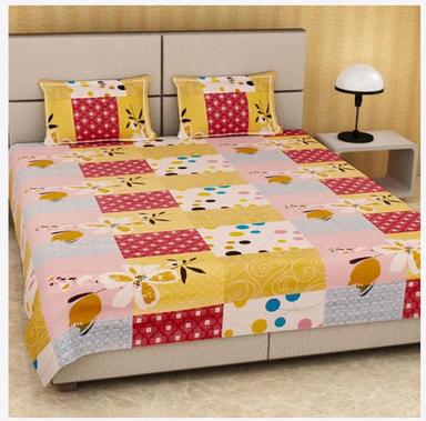 Multicolor 6 X 6 Feet Smooth Texture Printed Cotton Bed Sheets With 2 Pillowcase
