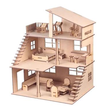 Brown Matte Finished Durable Eco Friendly Teak Wooden Doll House Show Piece