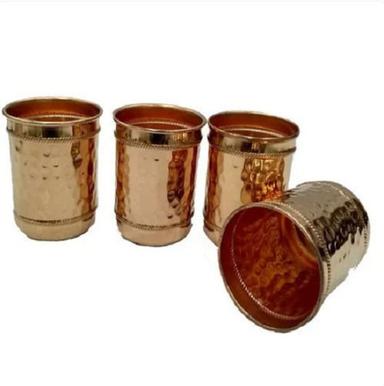 Golden 350 Ml Glossy Finish Round Hammered Copper Glass For Restaurant And Home