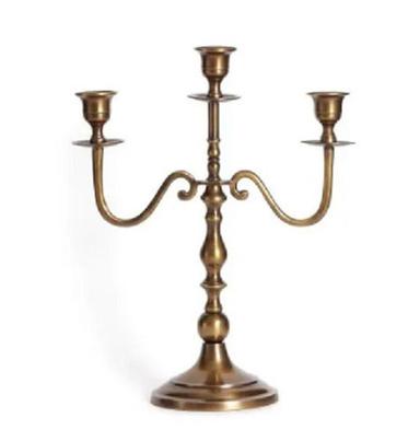 10 Inch Brass Polished Artificial Candle Stand For Home Use: Ceremony Or Party Decoration
