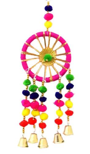 Multicolor Woolen Round Wall Mounted Handmade Rajasthani Decorative Wall Hanging For Party Decoration 