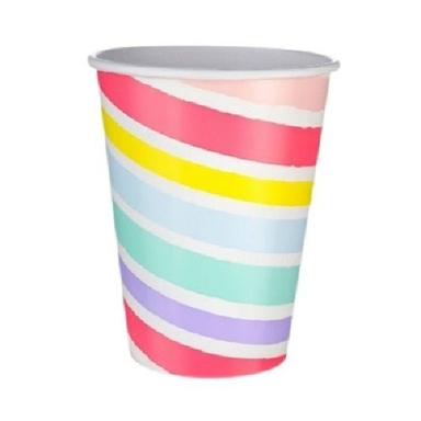 Striped Pattern 5 Inch Multi Colour Disposable Paper Cup Pack Of 10 Application: Party And Event Supply