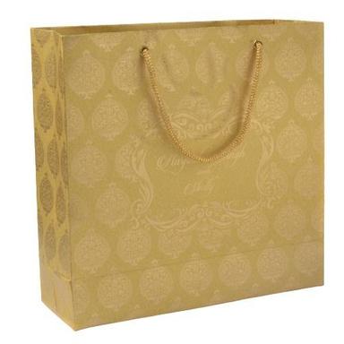 Golden Light Weight Rectangular Rope Handle Screen Printed Kraft Paper Carry Bags