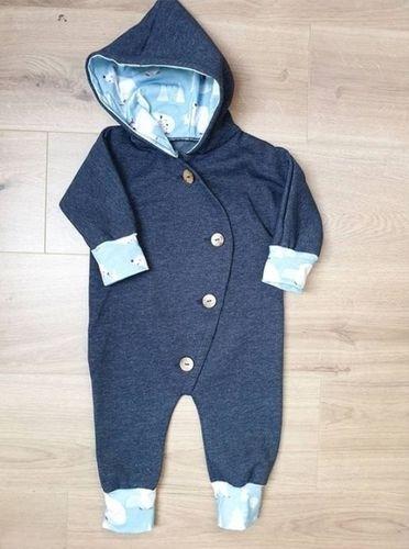 Grey And Blue Baby Boy Plain Cotton Baba Suit For Casual Wear