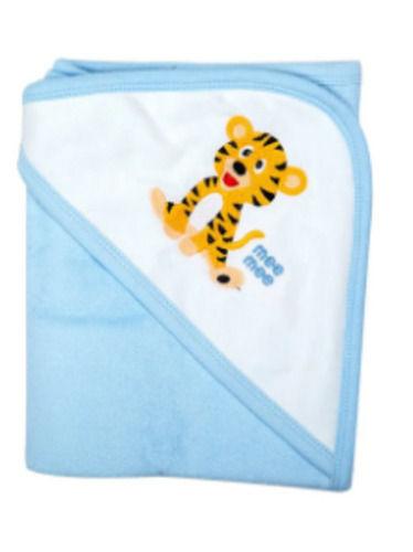 Blue And White 3 X 2 Foot 180 Gsm Printed Soft Cotton Hooded Towel For Baby 