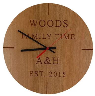 Brown Wooden Glossy Personalized Wall Clock For Decorations 