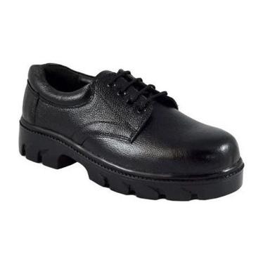 Black Plastic Toe Leather Safety Shoes For Men