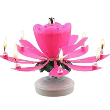 Plastic Body And Cotton Wick Color Changing Musical Lotus Birthday Candle Burning Time: 5 Minutes