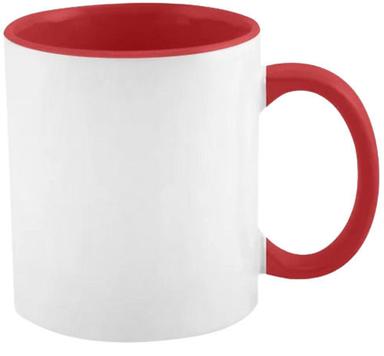 Red And White 6X4 Inches Lightweight Mirror Finish Round Plain Porcelain Ceramic Coffee Mug 
