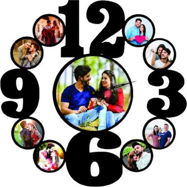 Multicolor 15 Inches Polished Finish Wall Mounted Battery Powered Photo Wall Clock
