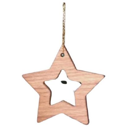 Brown Wood Hanging Star For Decoration Purpose