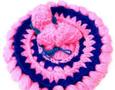 Pink Laddu Gopal Woolen Winter Dress With Cap For Home